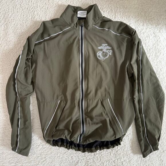 U.S. Marines Running Drawstring Zip Up Windbreaker Jacket Army Green Size S - Picture 7 of 12